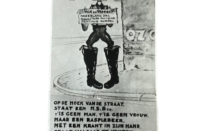 Een spotprent die als teken van stil verzet werd verspreid om de NSB belachelijk te maken