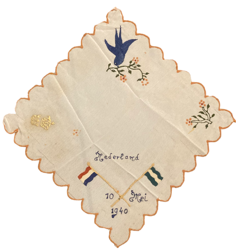 Bedrukt zakdoekje 10 mei 1940 Nederland