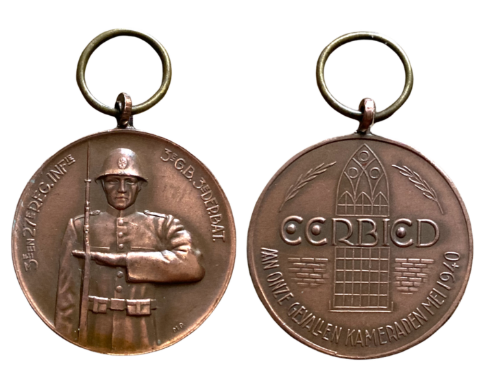 Penning herdenking gesneuvelden 3e en 27e Regiment Infanterie Mei 1940